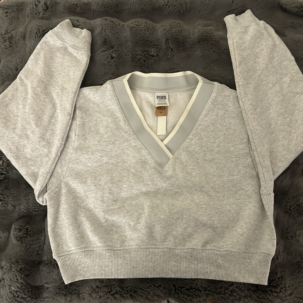 PINK Victoria's Secret Grey V-Neck Women's Sweater